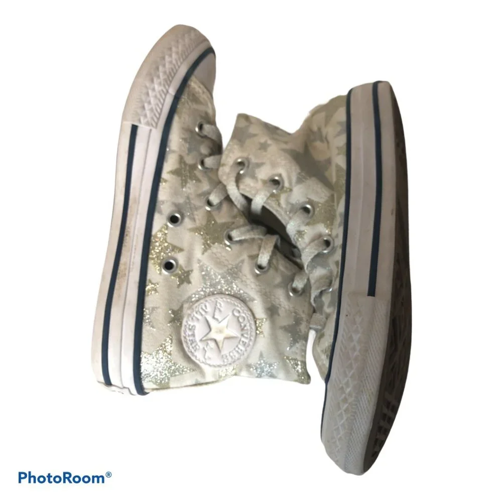 CONVERSE Kids Glitter Stars High Tops 13 - Picture 2 of 7